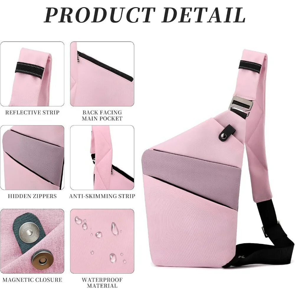 Anti Theft Crossbody Bag Waterproof Oxford Multiple Pockets Travel Purse